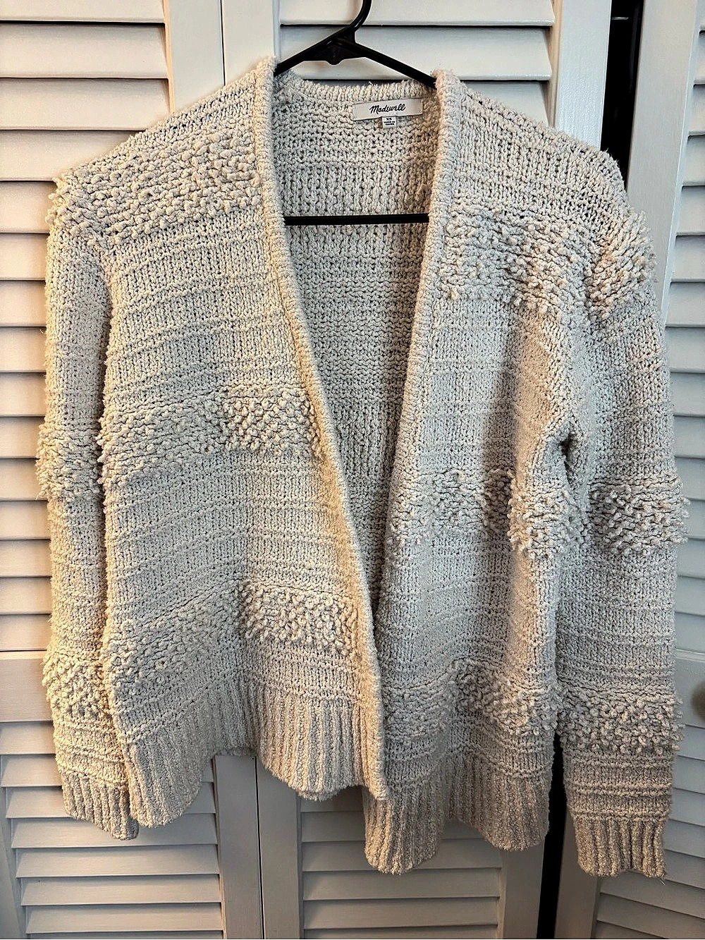 Madewell Bronson Textured Open Front Cardigan Cream XS Like New